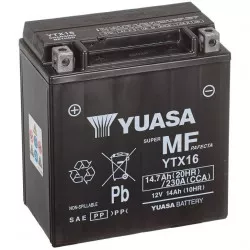 motobaterie 12V, YTX16, 14,7Ah, 230A, bezúdržbová MF AGM 150x87x161, YUASA originál (aktivovaná ve výrobě) M310-371 YUASA
