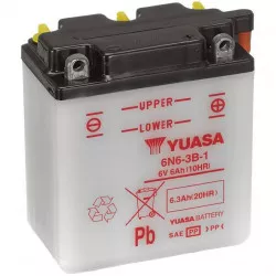 motobaterie 6V, 6N6-3B-1, 6,3Ah, konvenční 99x57x111, YUASA originál (vč. balení elektrolytu) M310-340 YUASA