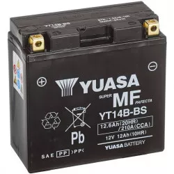 motobaterie 12V, YT14B-BS, 12,6Ah, 210A, bezúdržbová MF AGM 150x70x145, YUASA originál (vč. balení elektrolytu)  M310-350 YUASA