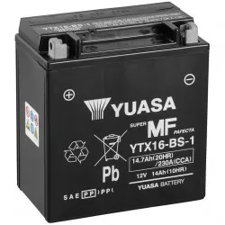motobaterie 12V, YTX16-BS-1, 14,7Ah, 230A, bezúdržbová MF AGM 150x87x161, YUASA originál (vč. balení elektrolytu)  M310-354 YUASA